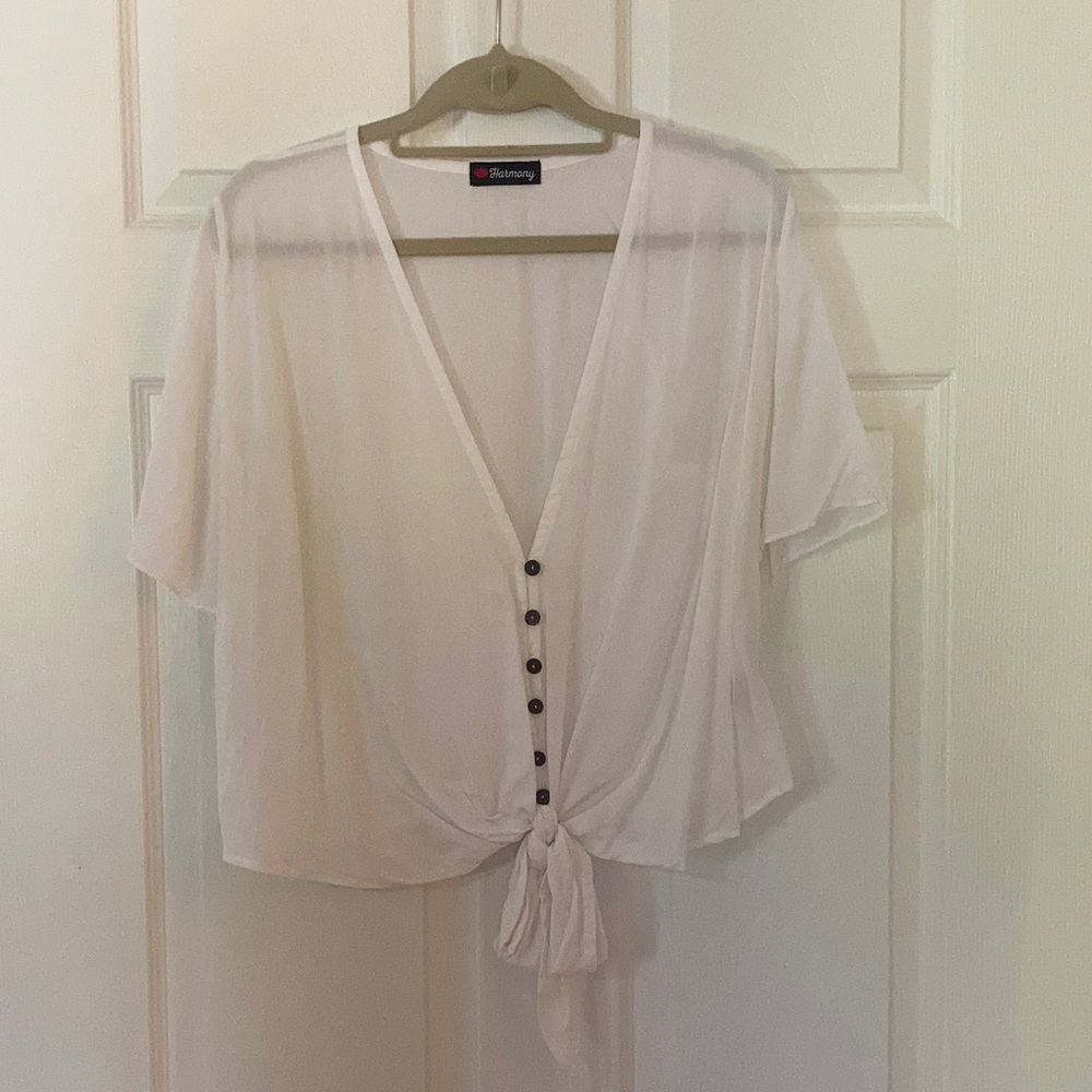 NWOT Harmony Cropped Tie-Front Top (White)